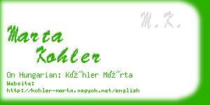 marta kohler business card